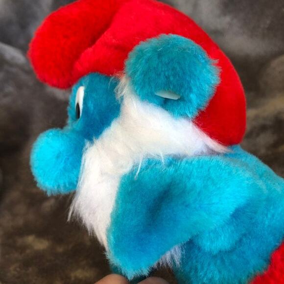 Vintage Papa Smurf Plush Doll 8" 1981 Wallace Berrie Smurf Nut Hull Stuffing - Picture 8 of 12